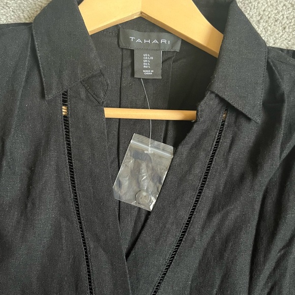 NWT Women’s Tahari Linen Embroidery Blouse L - Picture 4 of 6